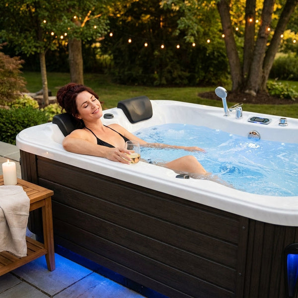 Hot Tub Built for Dual Occupancy, Advanced Hydrotherapy Jets, LED Lighting, Composite Wood Exterior